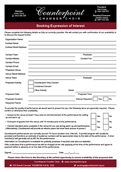 Booking Expression of Interest Form - Print Version